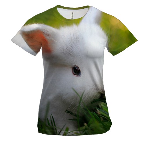 Женская 3D футболка с маленьким зайчиком