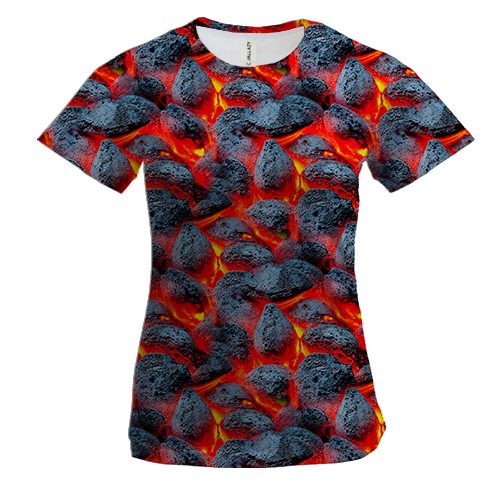 Женская 3D футболка с раскаленным углем