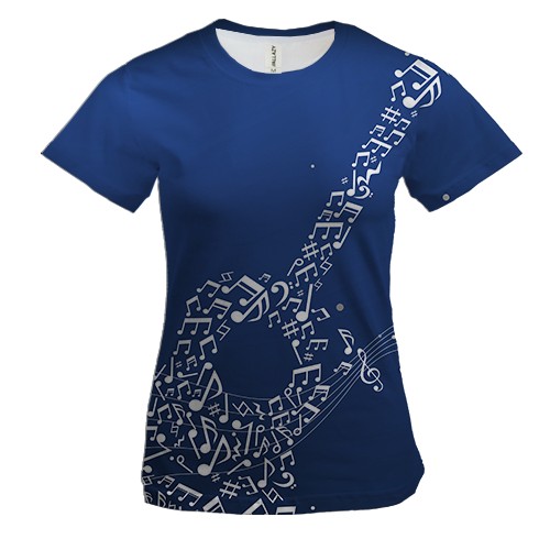 Жіноча 3D футболка з гітарою і нотами