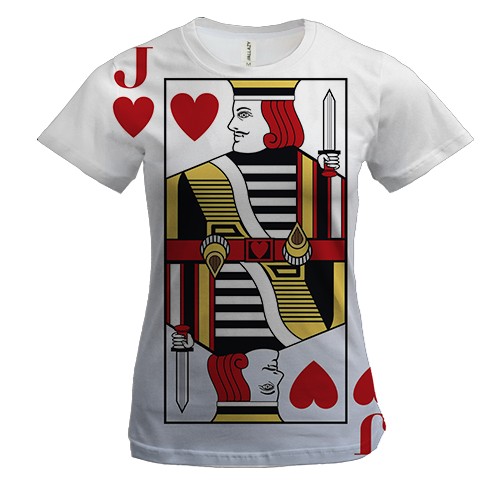 Женская 3D футболка с карточным валетом