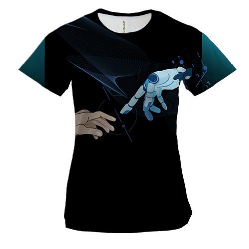 Жіноча 3D футболка і рукою людини і робота