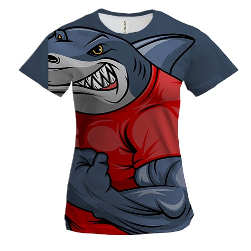 Жіноча 3D футболка з акулою борцем