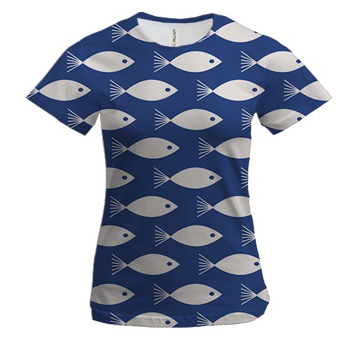 Женская 3D футболка White fish