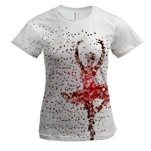 Женская 3D футболка с распадающейся балериной