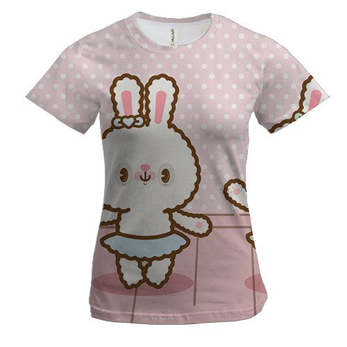 Женская 3D футболка с танцующими зайцами