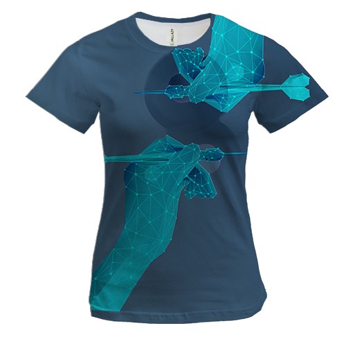 Женская 3D футболка с руками и дротиками
