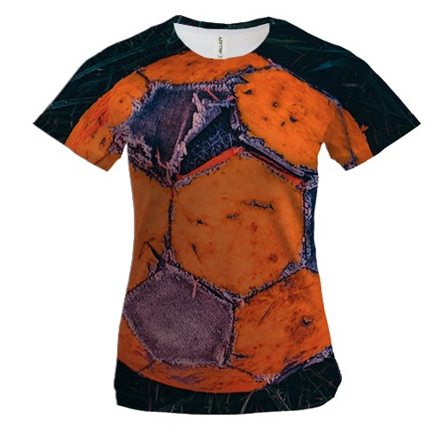 Женская 3D футболка с дворовым футбольным мячом