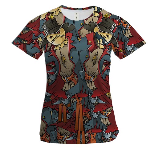 Женская 3D футболка с огородным чучелом