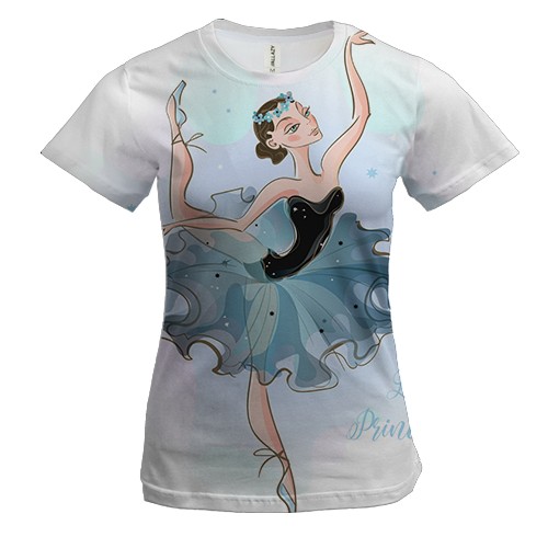 Женская 3D футболка с танцующей балериной