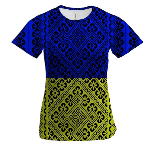 Жіноча 3D футболка з українським прапором і візерунком