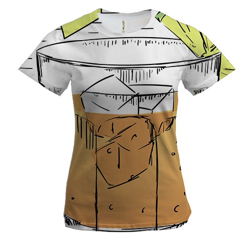 Жіноча 3D футболка з намальованим коктейлем