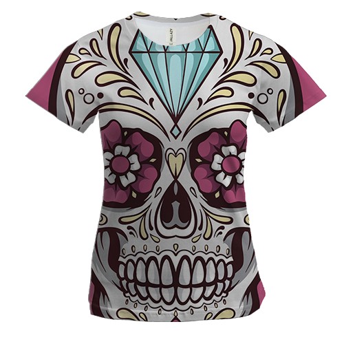 Жіноча 3D футболка з рубіном і черепом