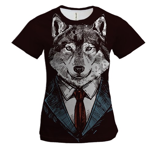 Жіноча 3D футболка Business wolf
