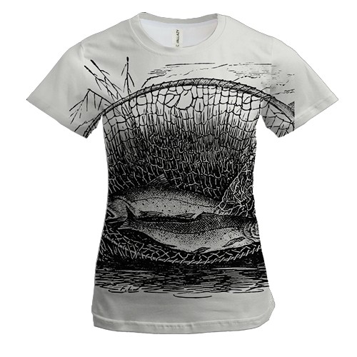 Женская 3D футболка с рыбами в сетках (2)