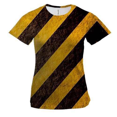 Женская 3D футболка с черно-желтыми полосами