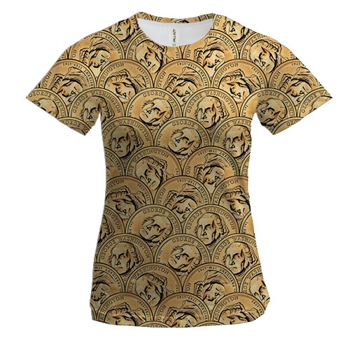 Женская 3D футболка с долларами монетами