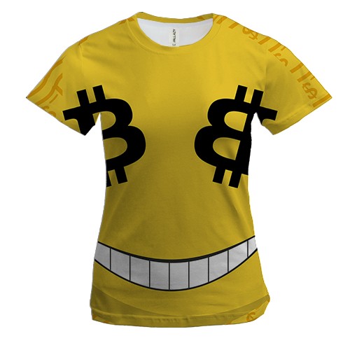 Жіноча 3D футболка зі смайликом біткоіном