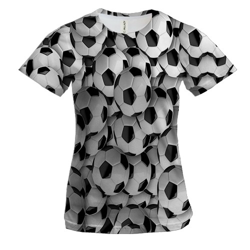 Женская 3D футболка с футбольными мячами