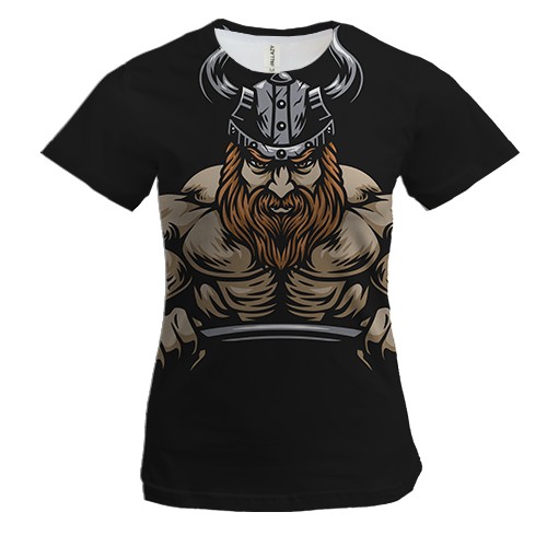 Женская 3D футболка с викингом и штангой