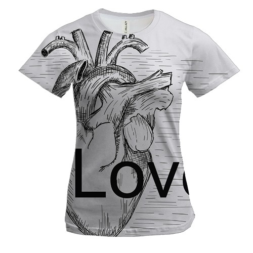 Жіноча 3D футболка Love heart