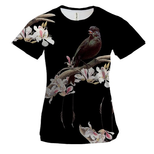 Женская 3D футболка с птицей на ветке