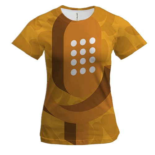 Женская 3D футболка с микрофоном