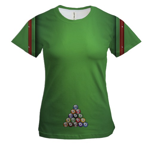 Женская 3D футболка с бильярдным столом