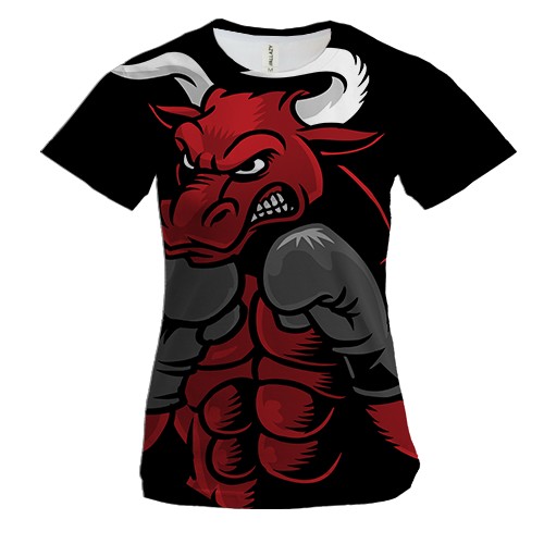 Жіноча 3D футболка з биком боксером