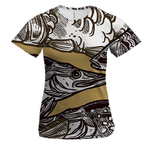 Жіноча 3D футболка з рибами в ставку