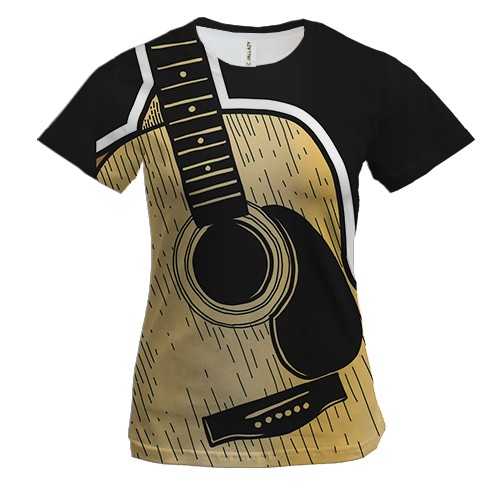 Женская 3D футболка с большой гитарой