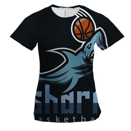 Жіноча 3D футболка shark basketball