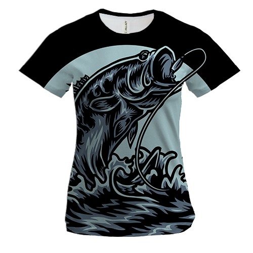 Женская 3D футболка с рыбой в море