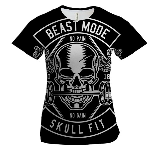 Женская 3D футболка Skull Fit