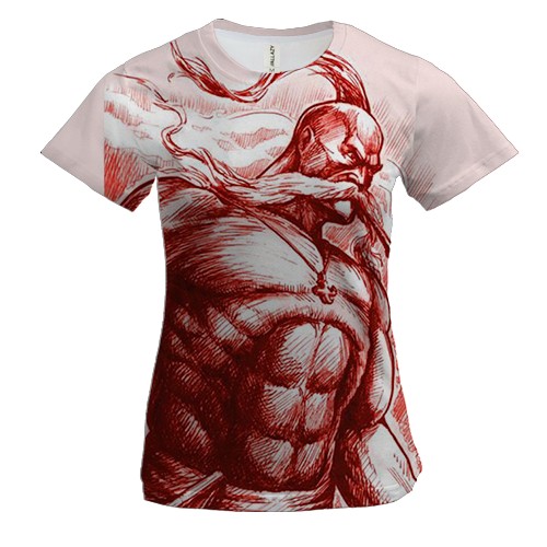 Женская 3D футболка с козаком и люлькой