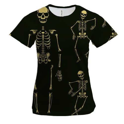 Жіноча 3D футболка з танцюючим скелетом