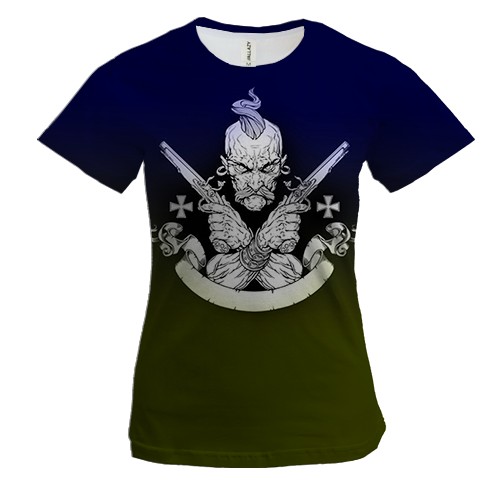 Жіноча 3D футболка з озброєним козаком