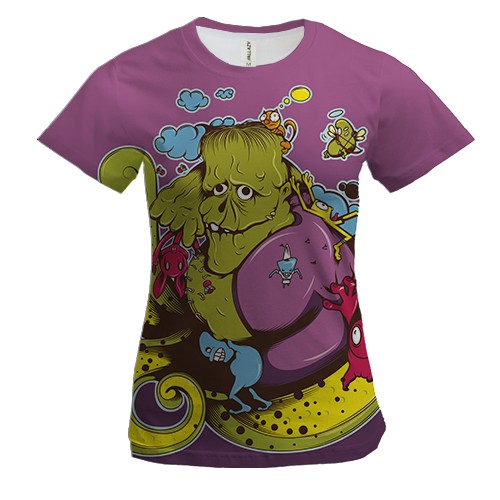 Женская 3D футболка с добрым зомби