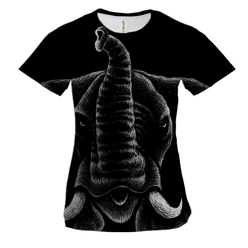 Женская 3D футболка со контурным слоном