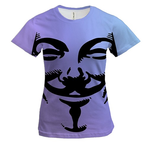 Женская 3D футболка с маской Гая Фокса