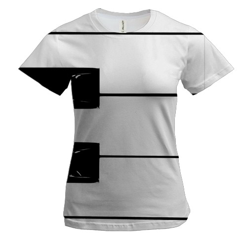 Женская 3D футболка с клавишами пианино