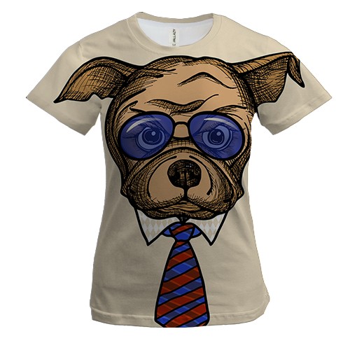 Жіноча 3D футболка з собакою в краватці