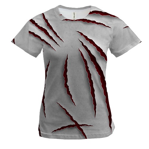 Женская 3D футболка с красными царапинами