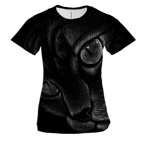 Жіноча 3D футболка з контурної мордочкою кота