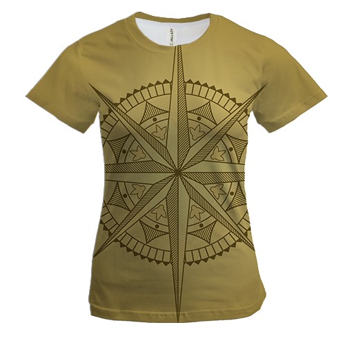 Жіноча 3D футболка з піщаним компасом