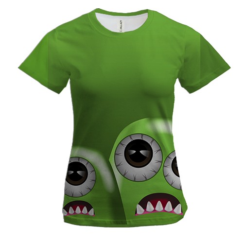 Женская 3D футболка с удивленными существами