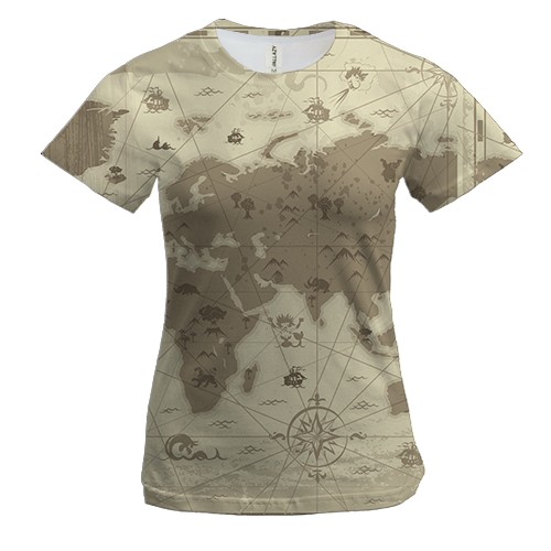 Жіноча 3D футболка зі старою картою світу