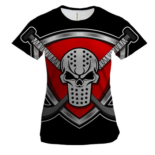 Жіноча 3D футболка з хокейною маскою