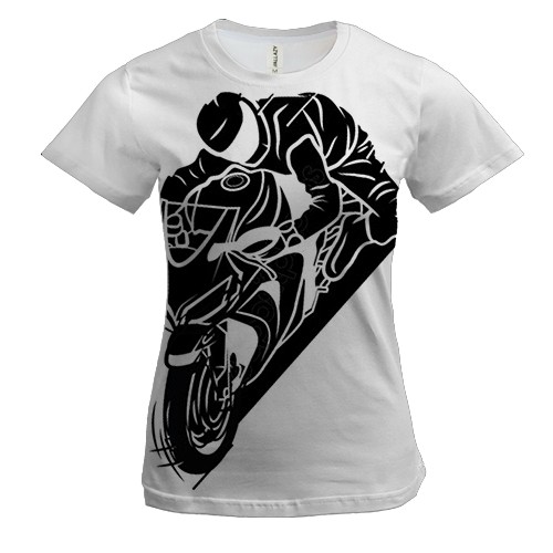 Женская 3D футболка с мотоциклистом