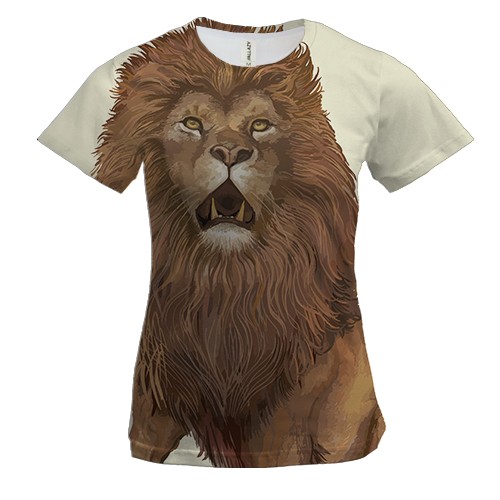 Женская 3D футболка со злым львом и гривой