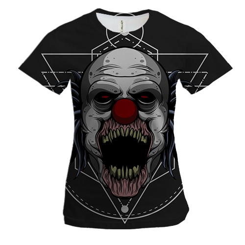 Женская 3D футболка со злым клоуном